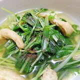 豆苗と水菜、油揚げのさっと煮